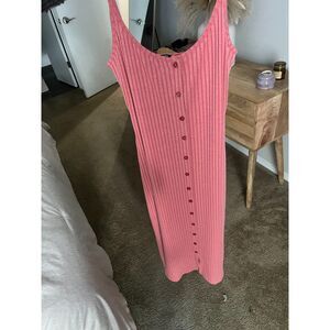 Coral Zara Maxi Dress With Buttons Small